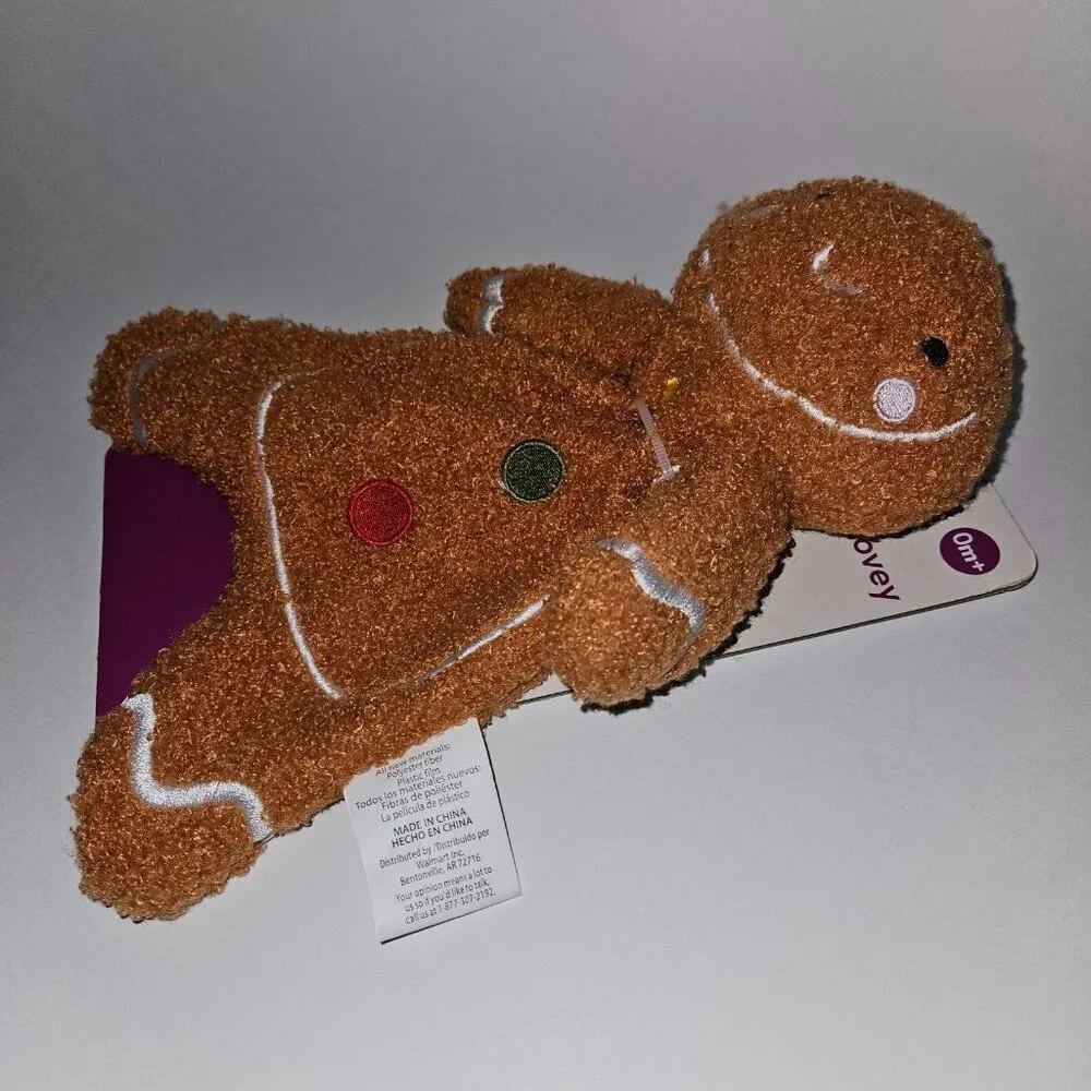 NEW Parent's Choice Gingerbread Man Plush Lovey Baby Toy Crinkle Christmas